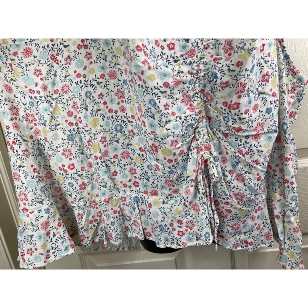Sonoma Tank Top Womens Plus Size 3X White Floral Shirred Front Rayon NWOT V Neck - Picture 6 of 10